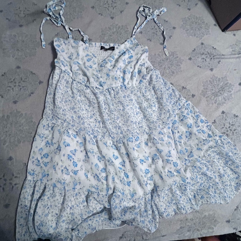 Floral Blue and White Dress